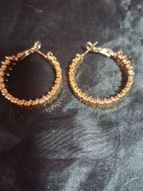 Gold Crystal Hoop Earrings - Women Jewelry